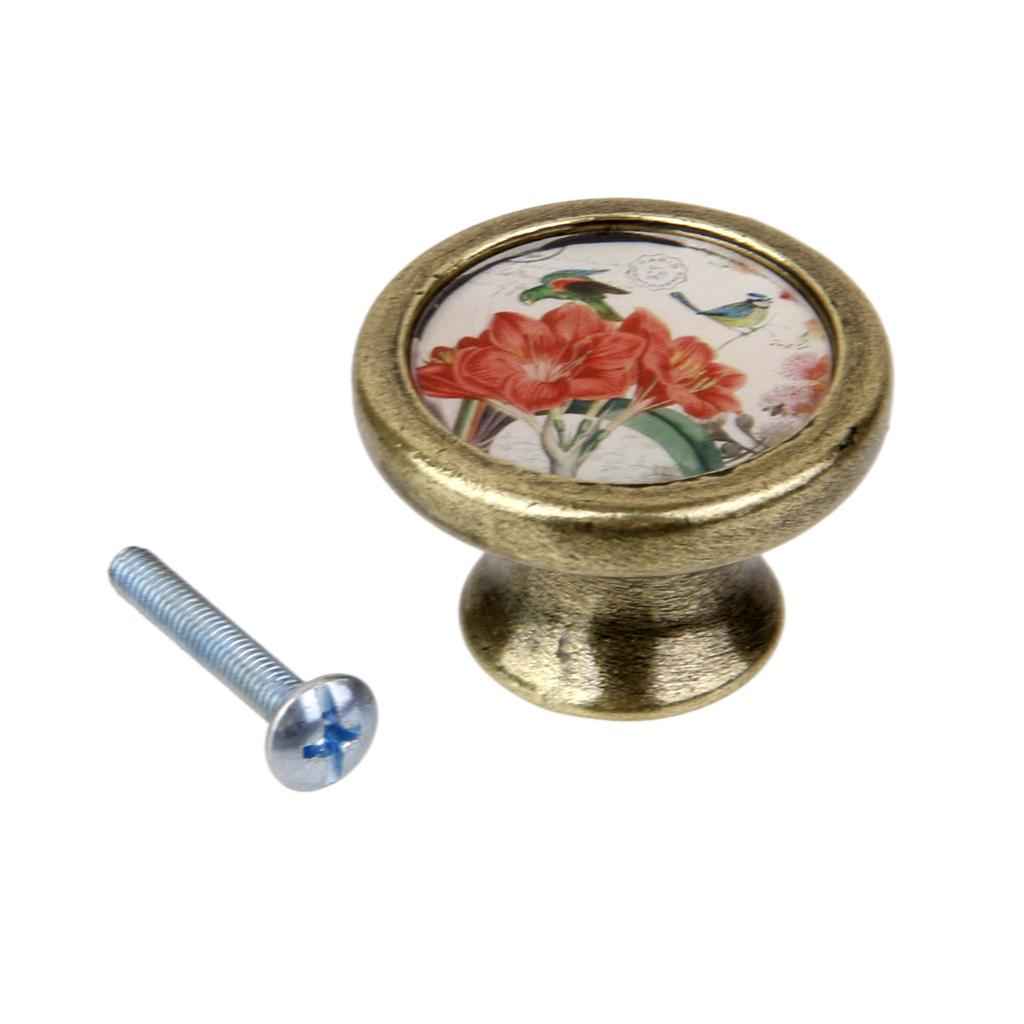 Vintage Cabinet Door Drawer Bin Dreser Handle Pull Knob Hardware - Narcissus