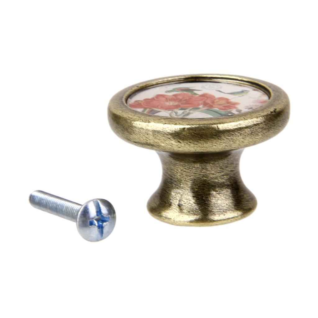 Vintage Cabinet Door Drawer Bin Dreser Handle Pull Knob Hardware - Narcissus