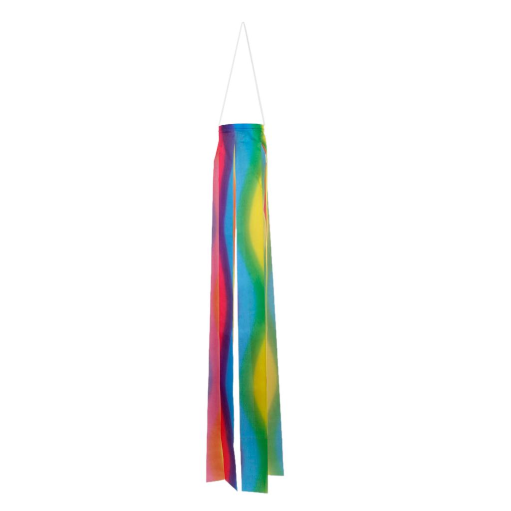 2pcs Rainbow Windsock Carp Flag Koinobori Wind Streamer Hanging Kite Decor
