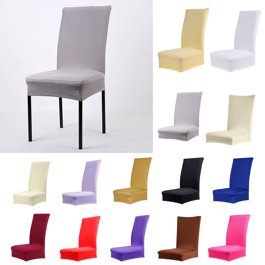 4Pcs Solid Color Polyester Spandex Dining Stool Chair Cover Slipcover Purple