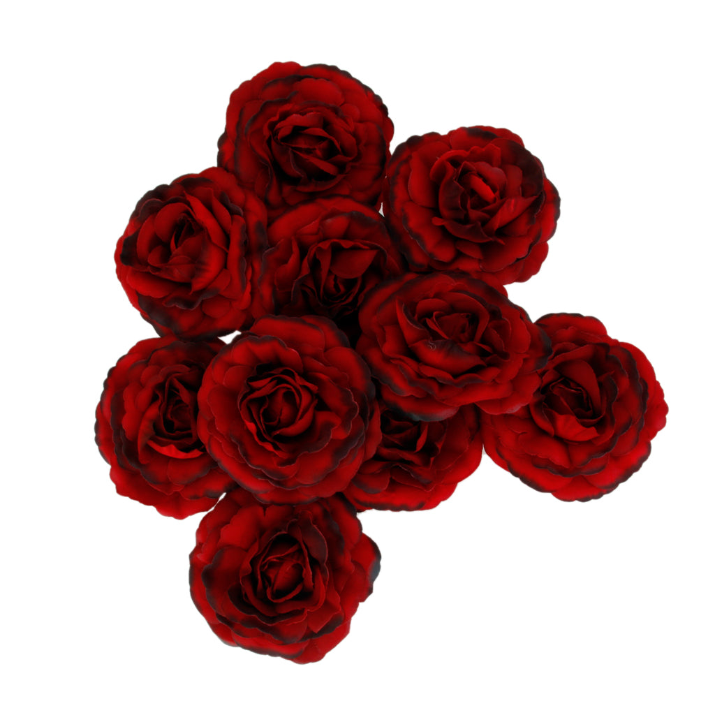 50x Artificial Camellia Flower Heads Silk Rose Home Wedding Decor Wine Red