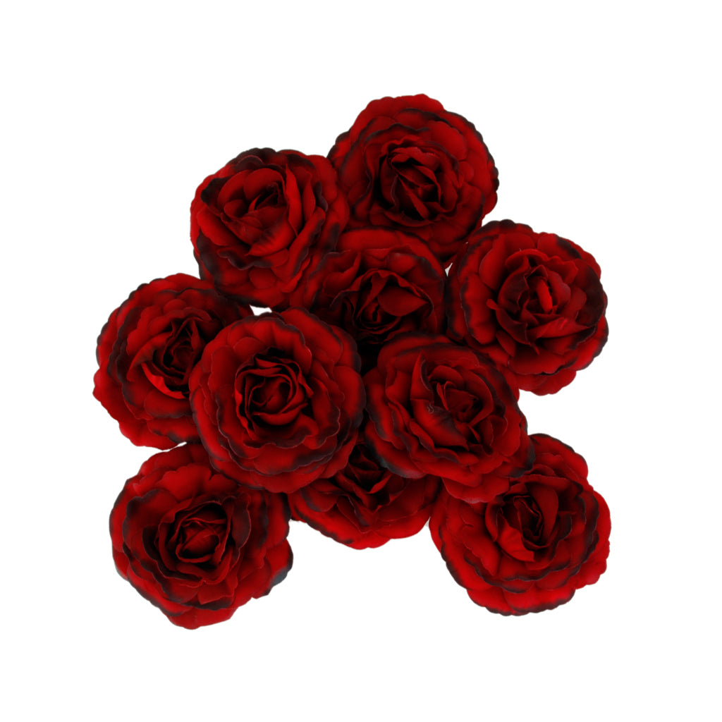 50x Artificial Camellia Flower Heads Silk Rose Home Wedding Decor Wine Red