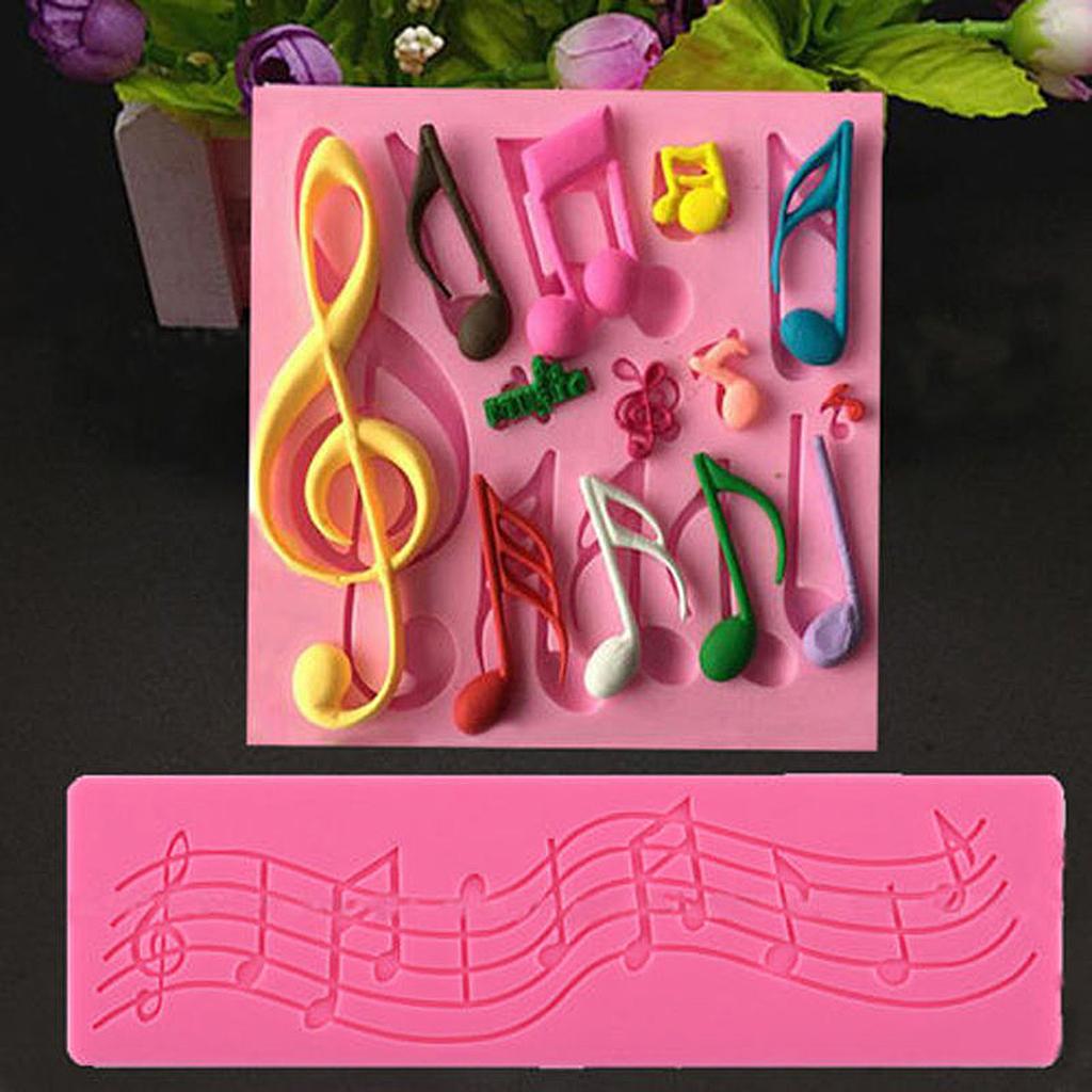 2Pcs/Set Multi Music Note Lace Silicone Mold Fondant Mat Cake Decor Tool