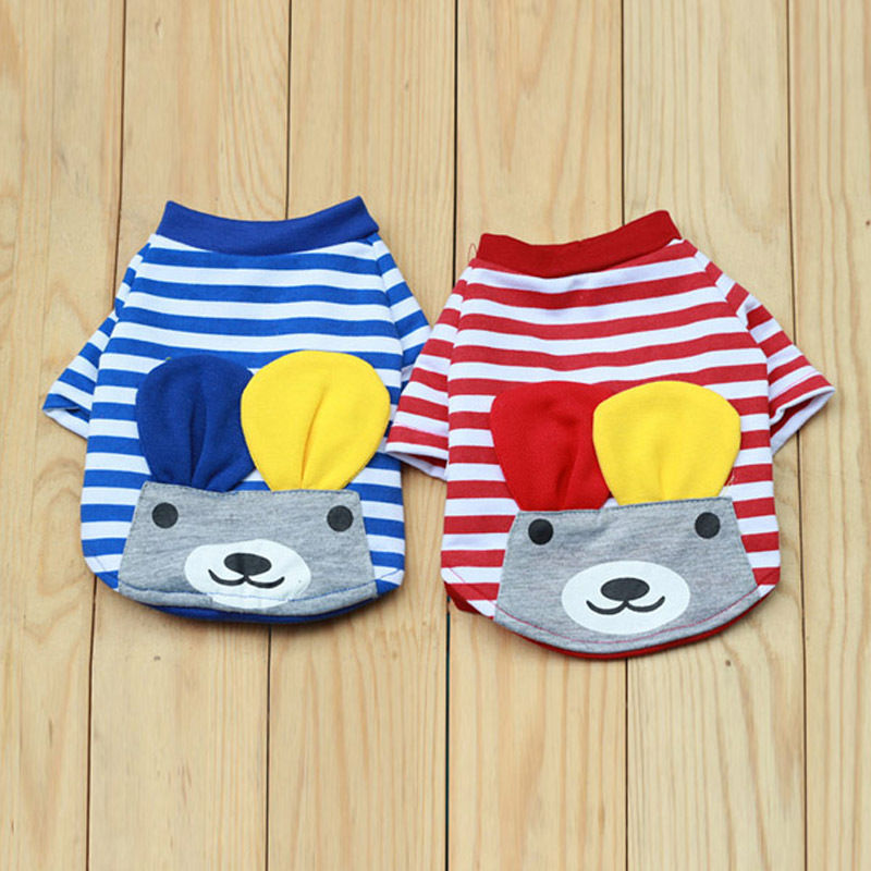 2 pcs Pet Puppy Small Striped Dog Cat Vest T-Shirt Summer Apparel Clothes