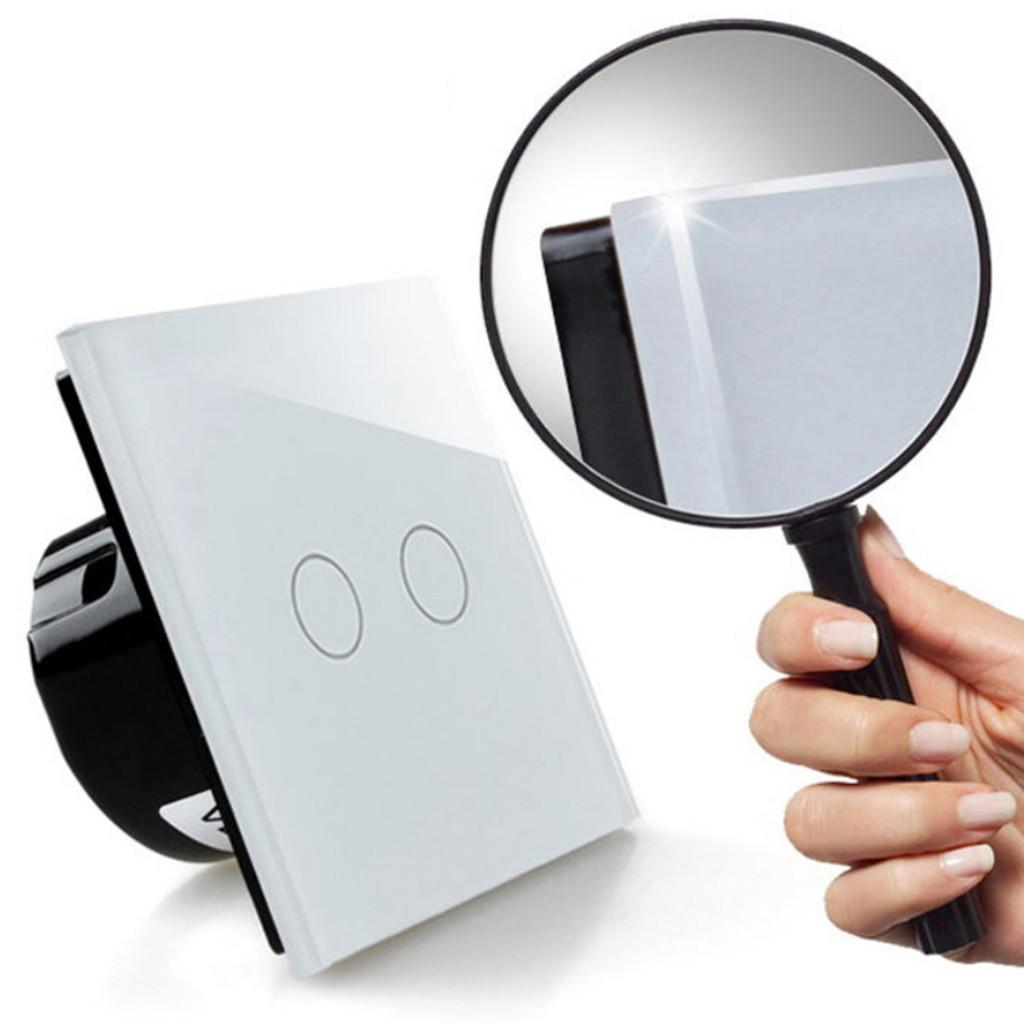 2 pcs 1 Gang 1 Way LED Crystal Glass Panel Light EU UK Touch Screen Switch