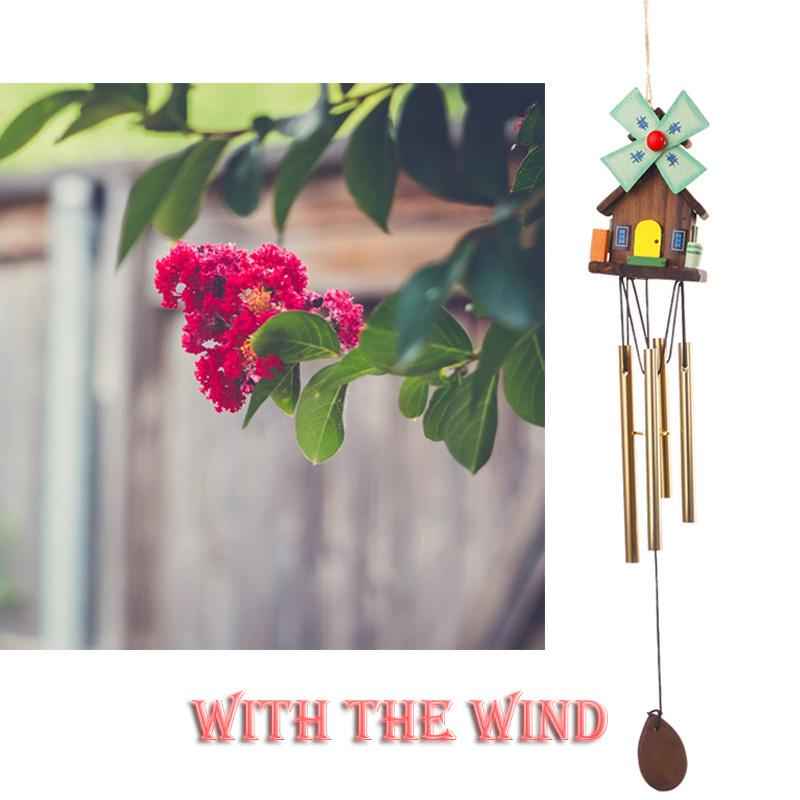 Windmill Amazing Fengshui Lucky Wind Chime Church Bell Hanging Decor 4 Tubes