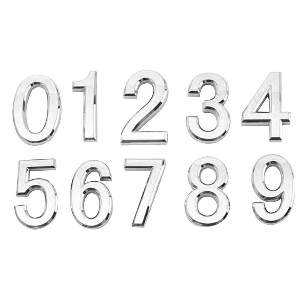 Silver Plastic Self-Adhesive House Hotel Door Number  Sticky Numeric Digit 0