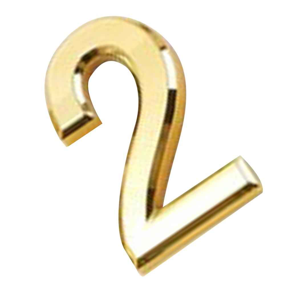 Golden Plastic Self-Adhesive House Hotel Door Number  Sticky Numeric Digit 2