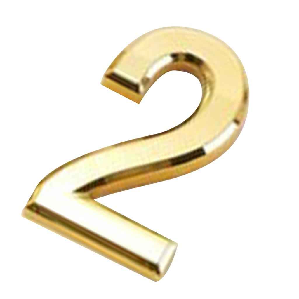 Golden Plastic Self-Adhesive House Hotel Door Number  Sticky Numeric Digit 2