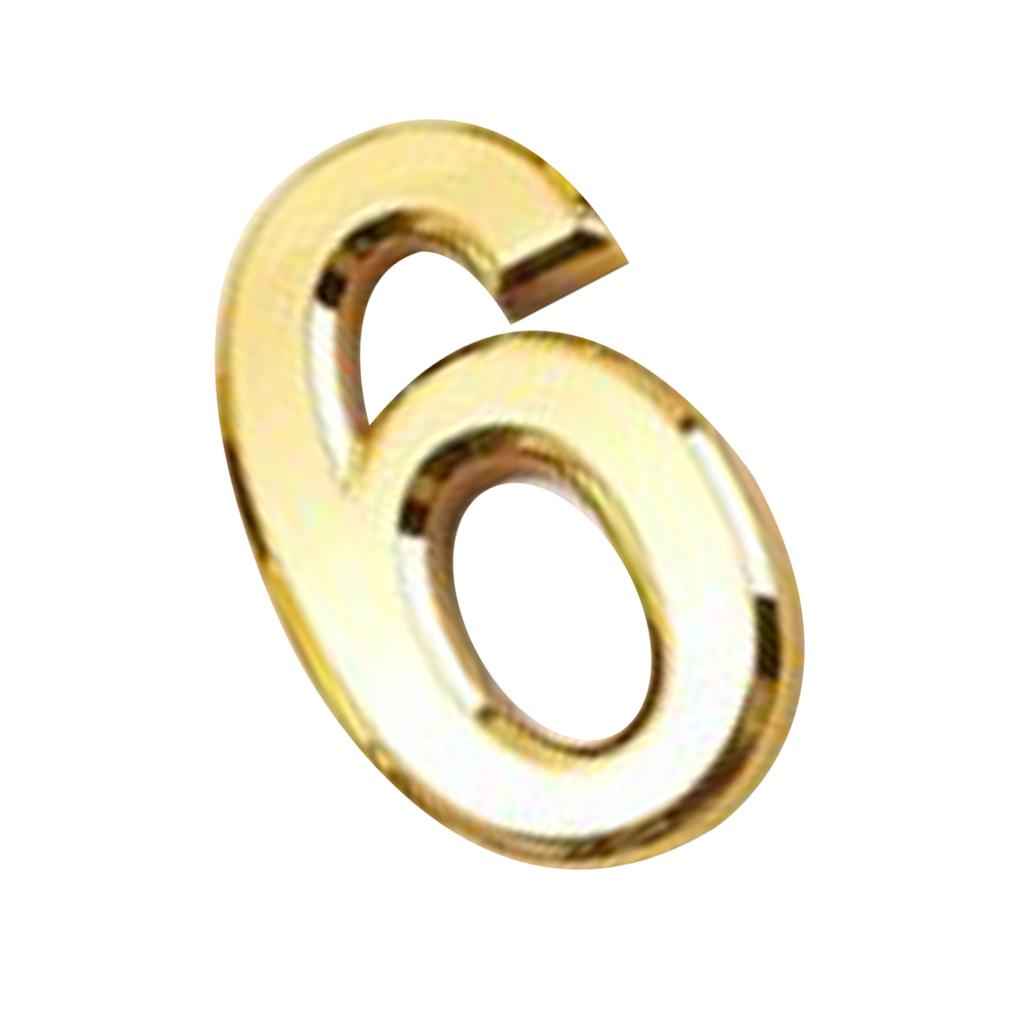 Self Adhesive Modern 3D Design House Hotel Door Numeric Digit 6 Plate Gold