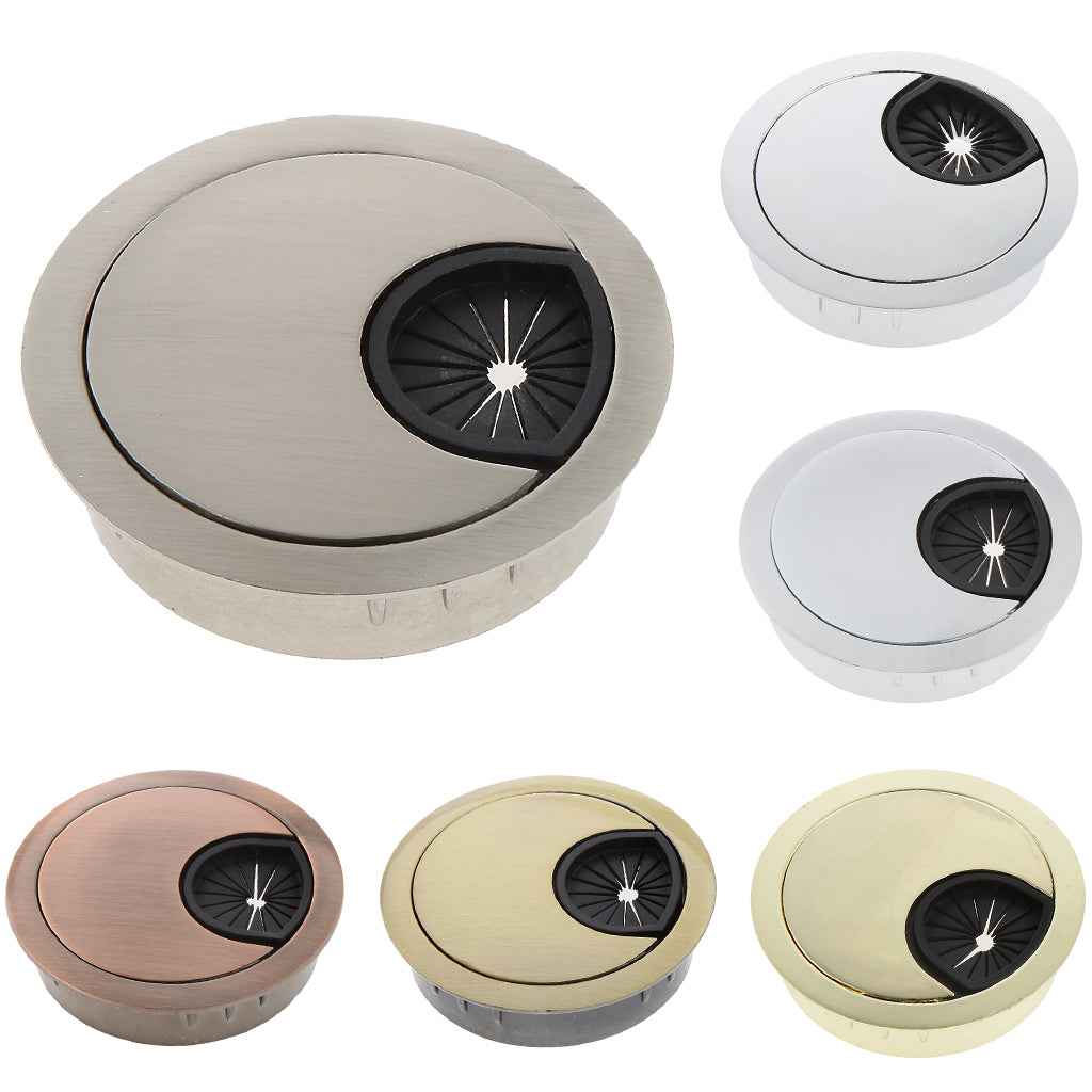 Computer/TV Desk Table Metal Grommet Outlet Wire Cable Cover 50mm Silver