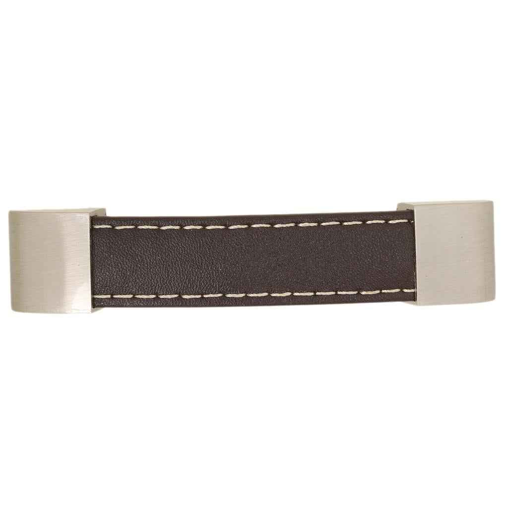 96mm Modern Leather Kitchen Cabinet Cupboard Door Drawer Pull Handle -Brown