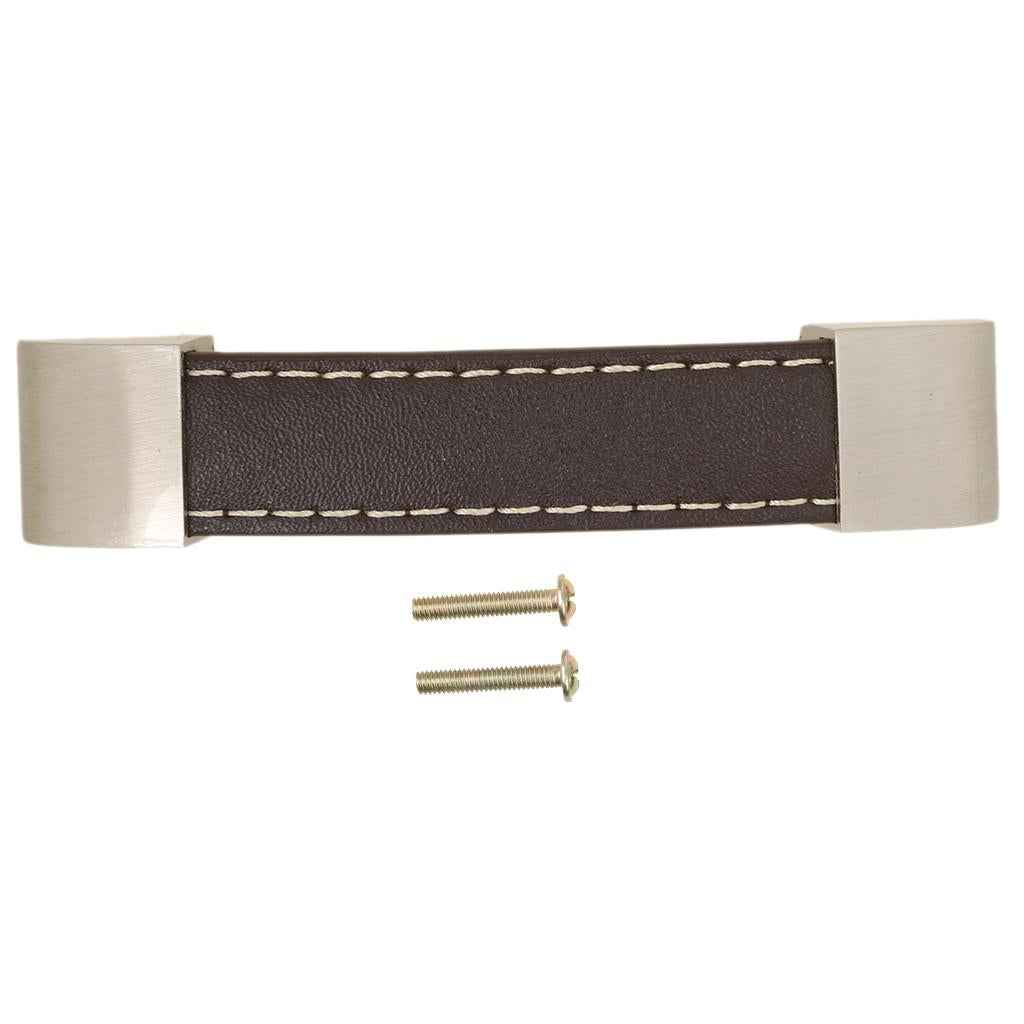 96mm Modern Leather Kitchen Cabinet Cupboard Door Drawer Pull Handle -Brown