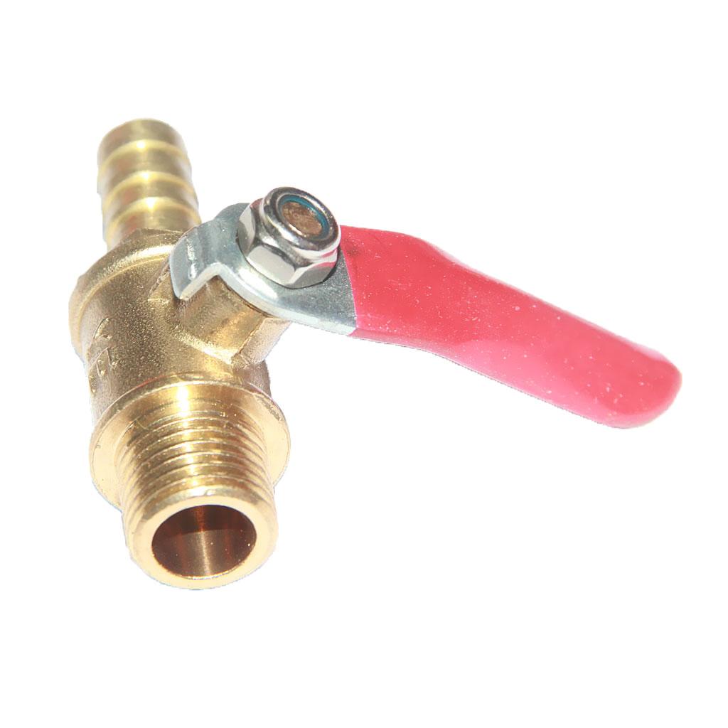 2Pcs Female to Male 1/4 Full Port Brass Ball Valve Shut Off Switch DN8 Red