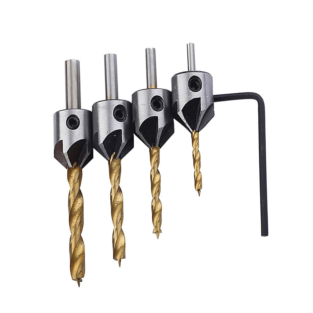 2x4Pieces Tapered Drill Countersink Bit Set Wood Hole Woodwork chamfer Bit