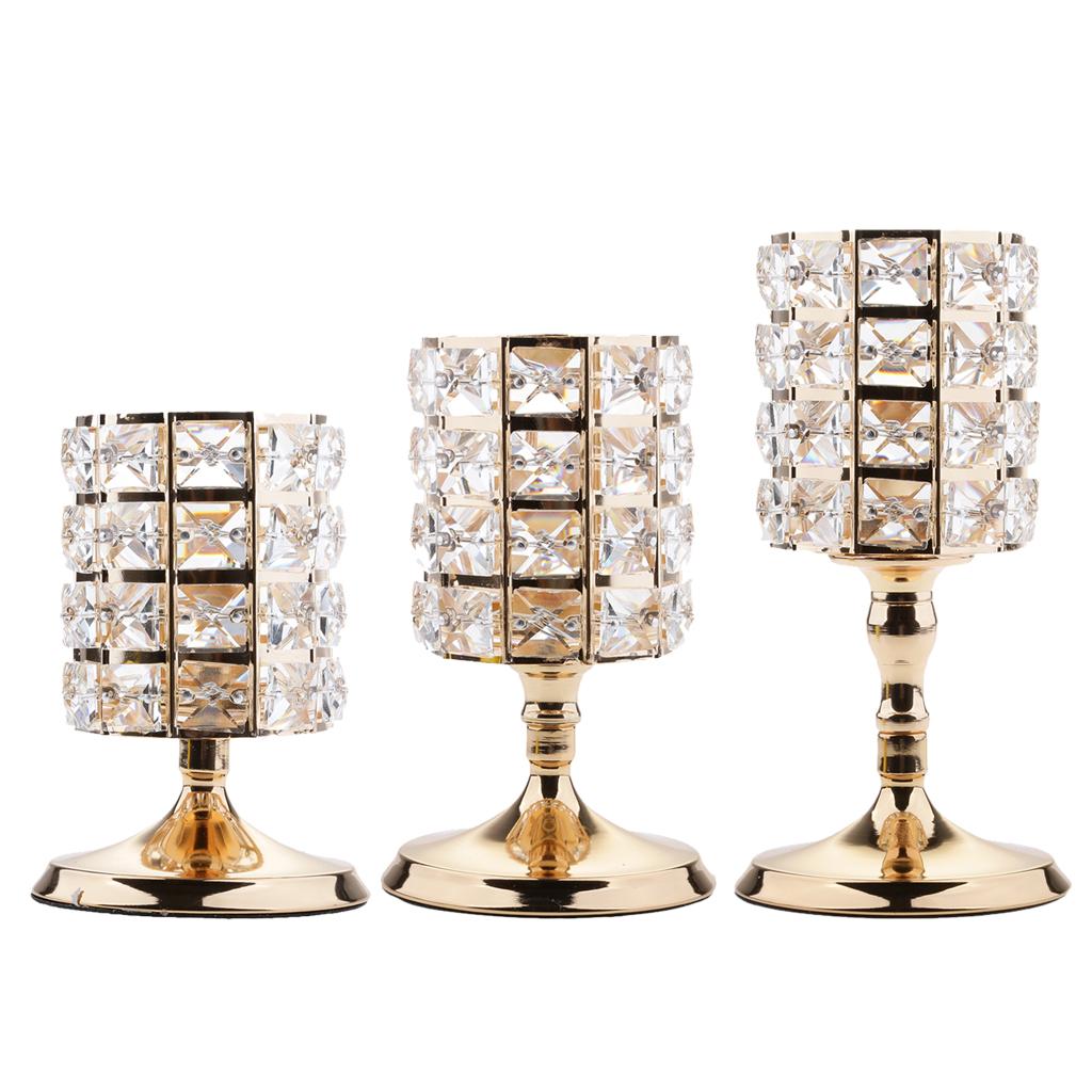 3Pieces Crystal Votive Tealight Candle Holders Wedding Table Centerpieces 2