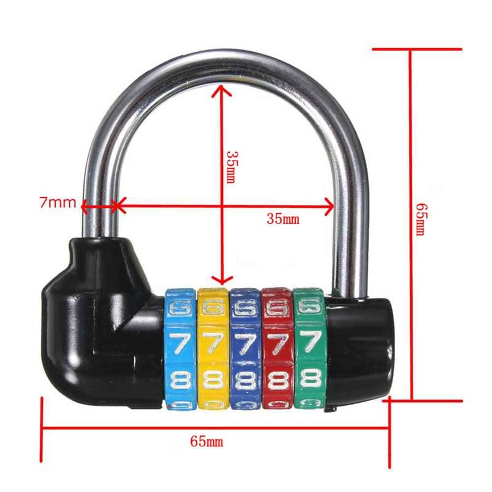 Zinc Alloy 5 Dial Digit Combination Padlock Travel Code Password Lock Black