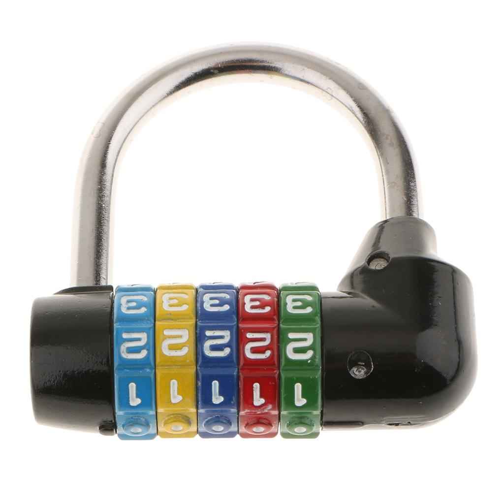 Zinc Alloy 5 Dial Digit Combination Padlock Travel Code Password Lock Black