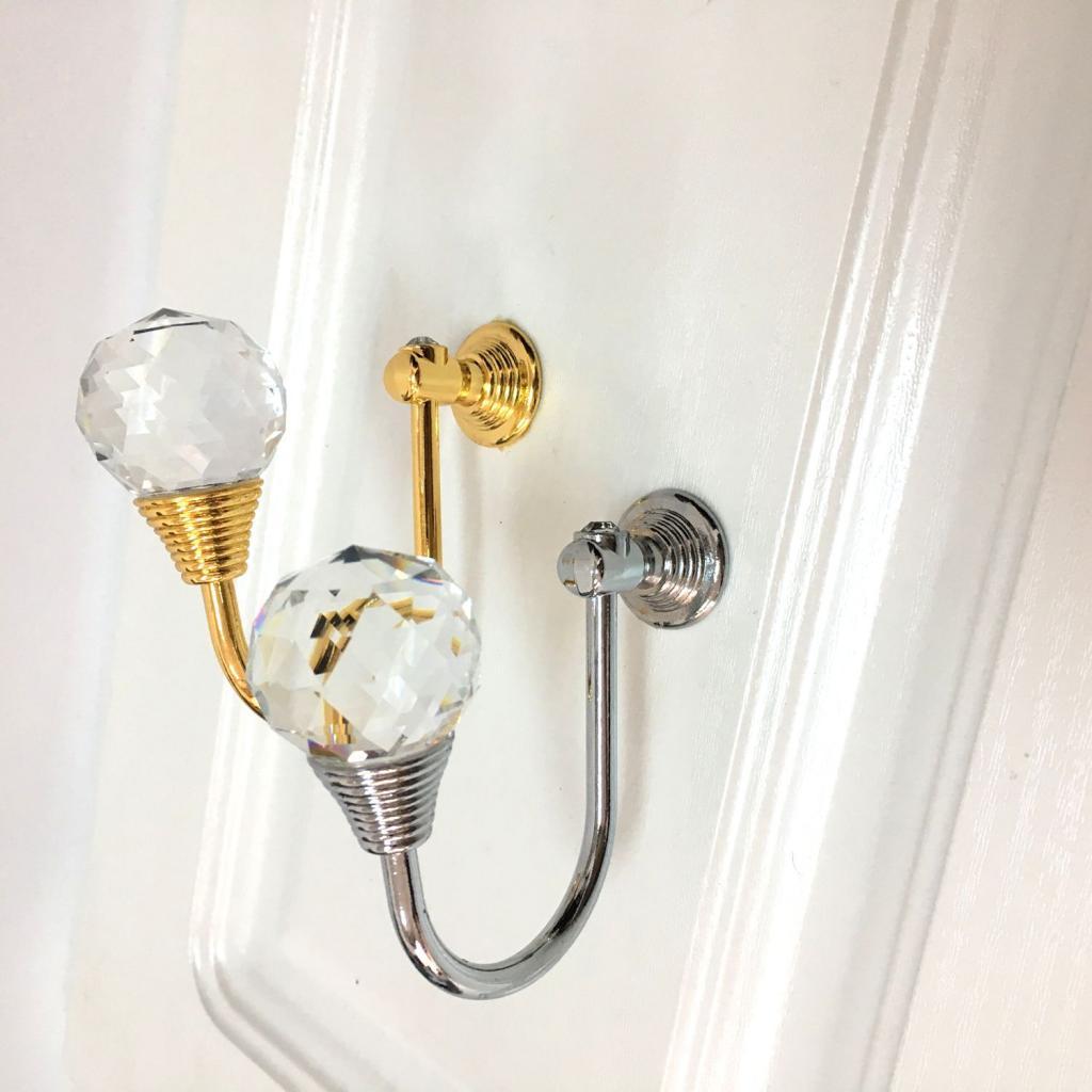 2Pcs Crystal White Solid Zinc Alloy Curtain Hook Wall Hook Door Hanger