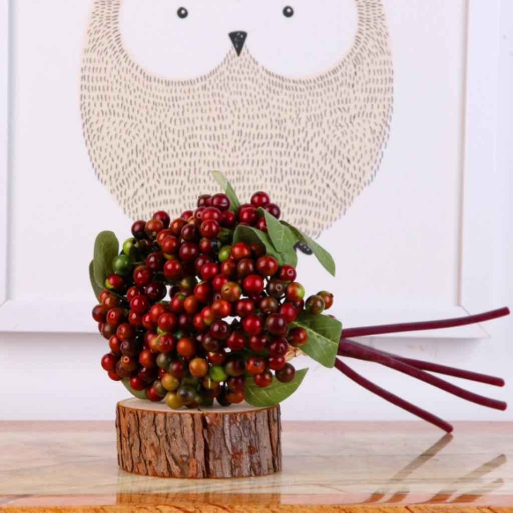Artificial Berries Bush Flower Plants Wedding Home Garden Decor Dark Red