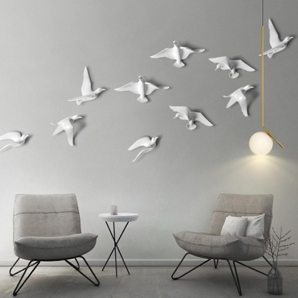 Creative Resin Seagull Shaped Bedroom TV Background Wall Decorations White
