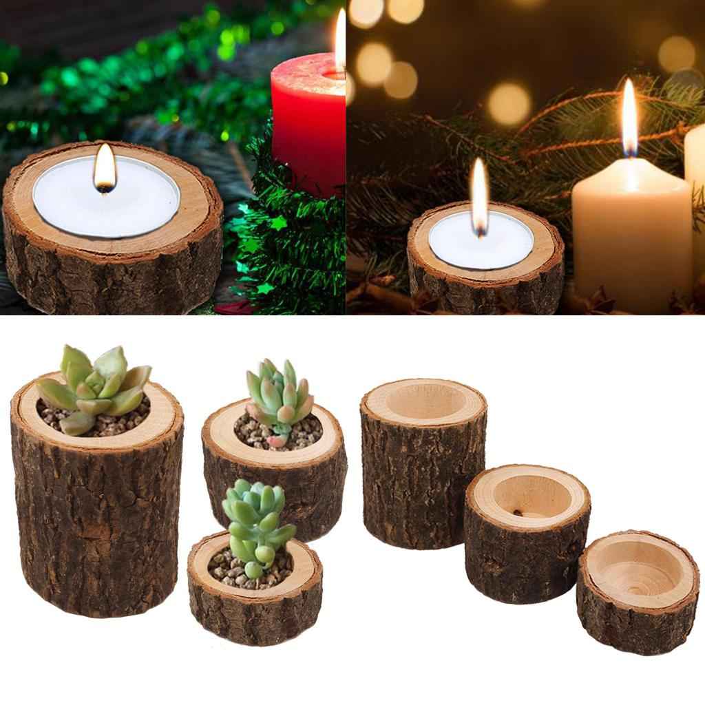 Tree Stump Wooden Candle Holder Tea Light Holder  Wedding Decoration 2.5cm