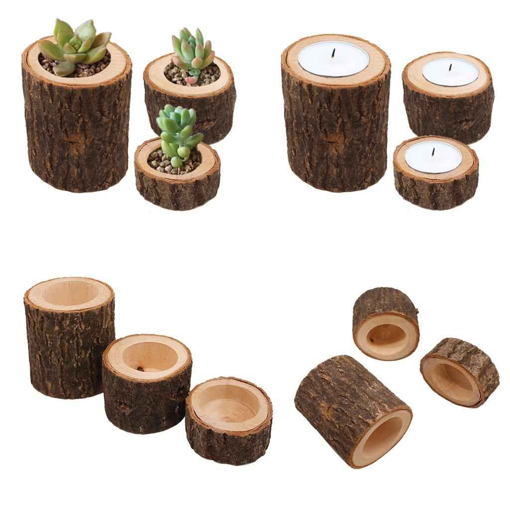 Tree Stump Wooden Candle Holder Tea Light Holder  Wedding Decoration 2.5cm