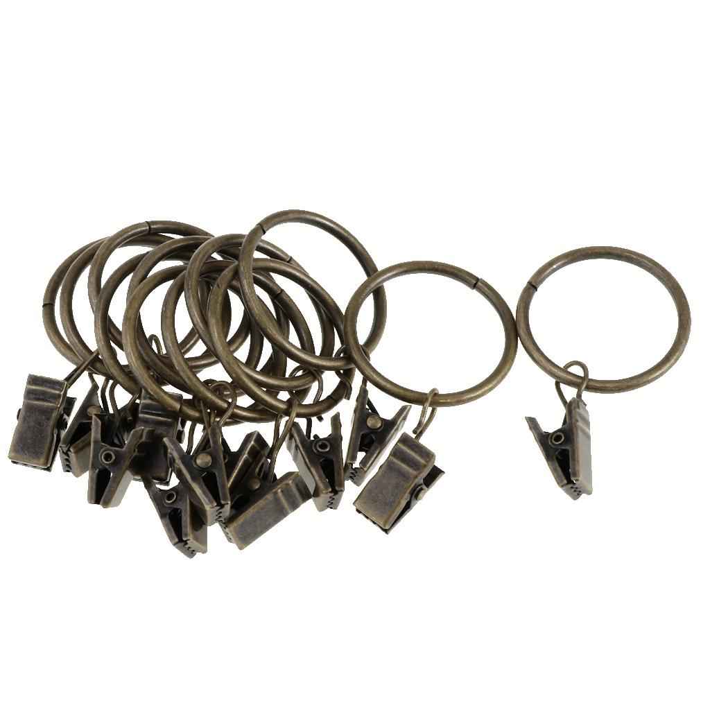12 Pieces Metal Curtains Drapery Rings with Clips Bronze 25mm