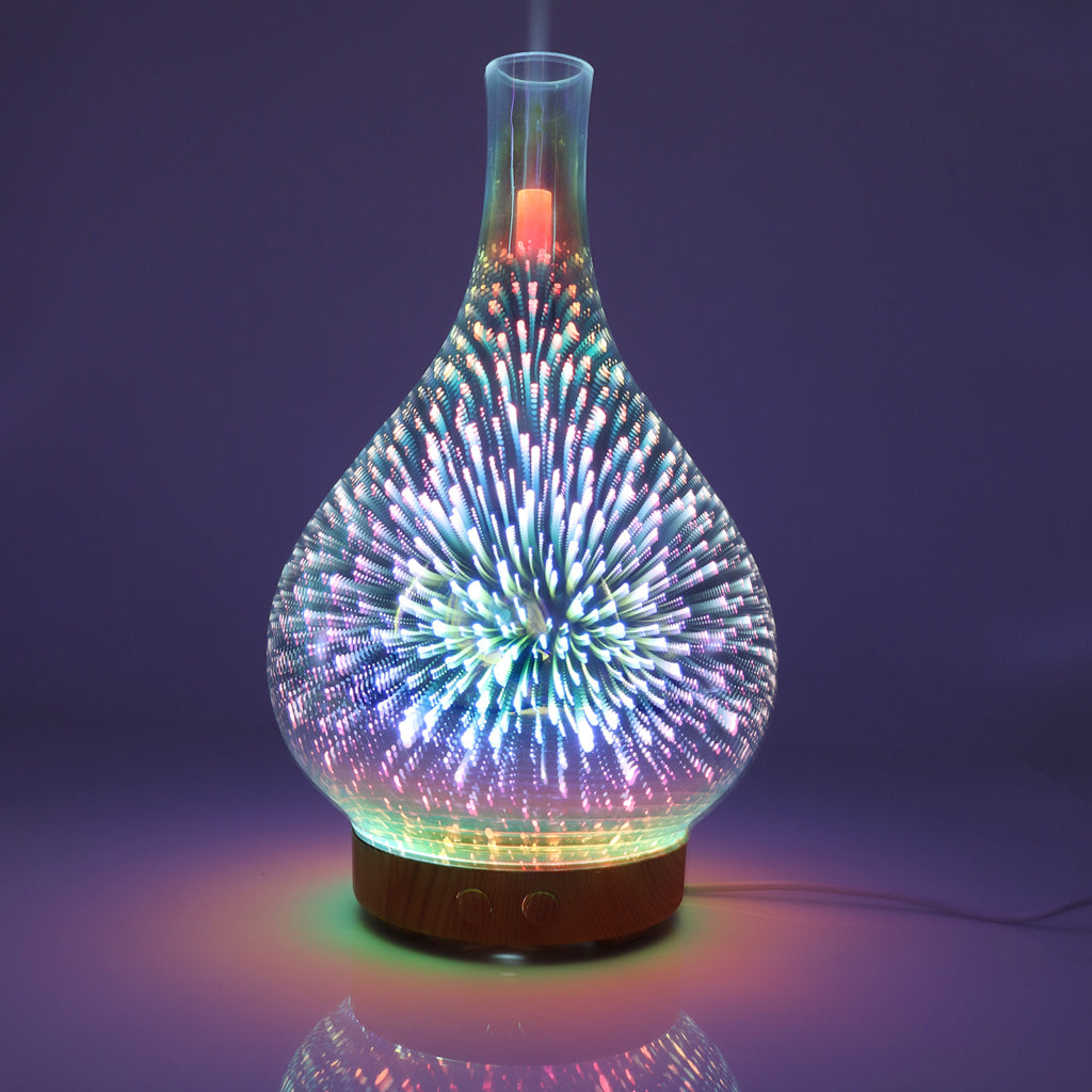 100ml 3D Light Glass Humidifier Essential Oil Diffuser US Vase - Firework