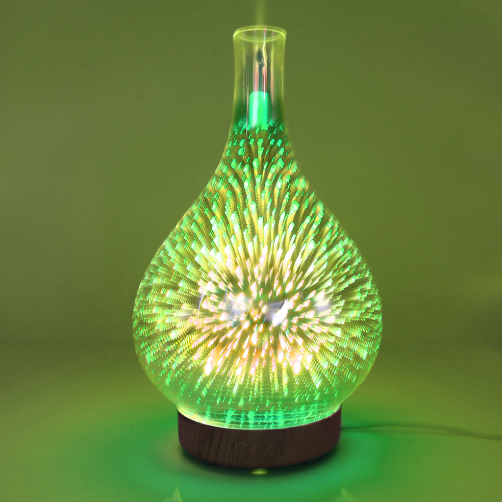 100ml 3D Light Glass Humidifier Essential Oil Diffuser US Vase - Firework