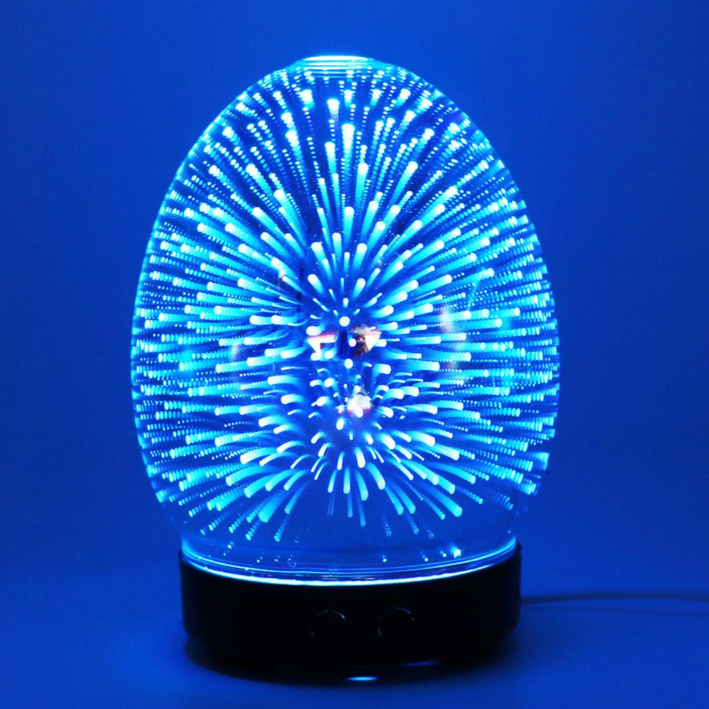 100ml 3D Light Glass Humidifier Essential Oil Diffuser US Oval - Firework