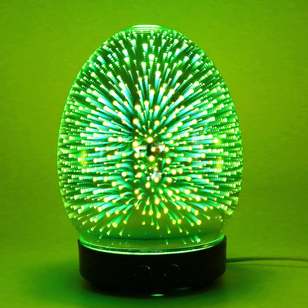 100ml 3D Light Glass Humidifier Essential Oil Diffuser US Oval - Firework