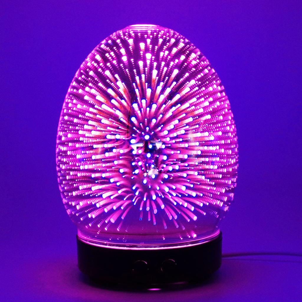 100ml 3D Light Glass Humidifier Essential Oil Diffuser US Oval - Firework