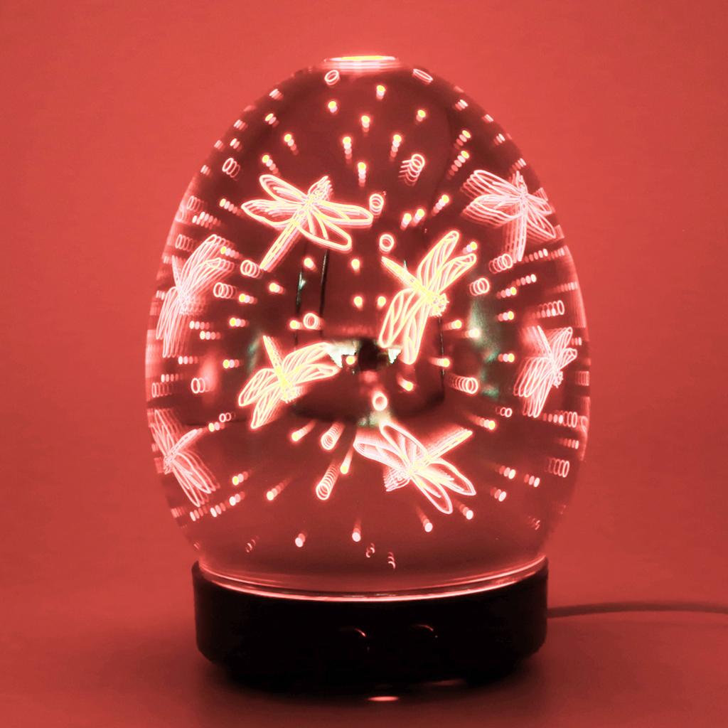 100ml 3D Light Glass Humidifier Essential Oil Diffuser US Oval - Dragonfly