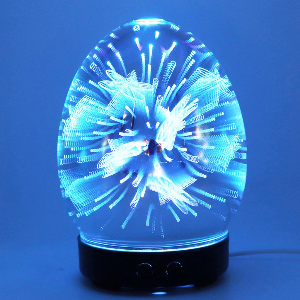 100ml 3D Light Glass Humidifier Essential Oil Diffuser US Oval - Dragonfly