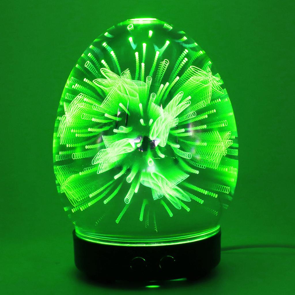 100ml 3D Light Glass Humidifier Essential Oil Diffuser US Oval - Dragonfly