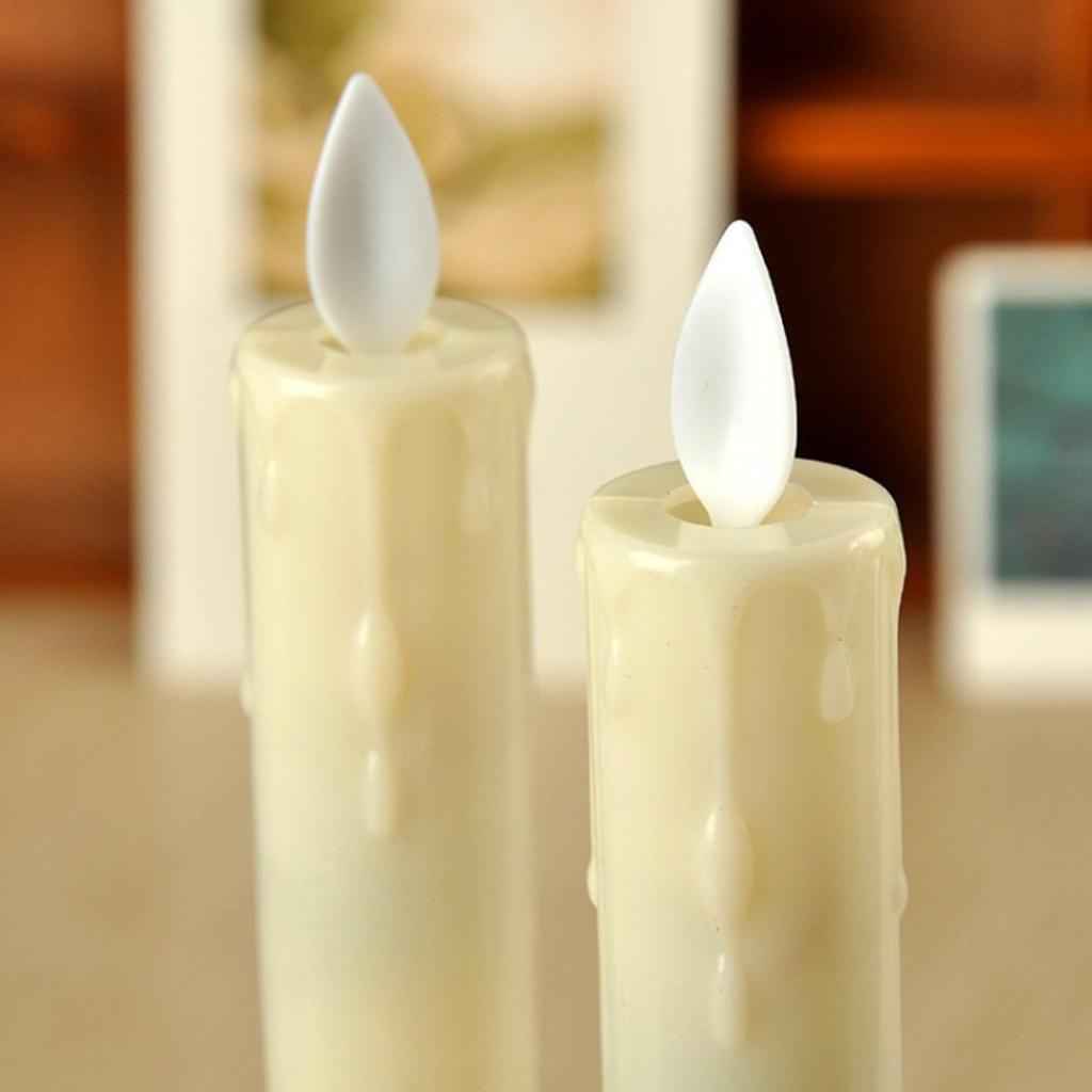 2pcs Warm LED Candle Romantic Swing Flame Real Candles Home Wedding Gold B