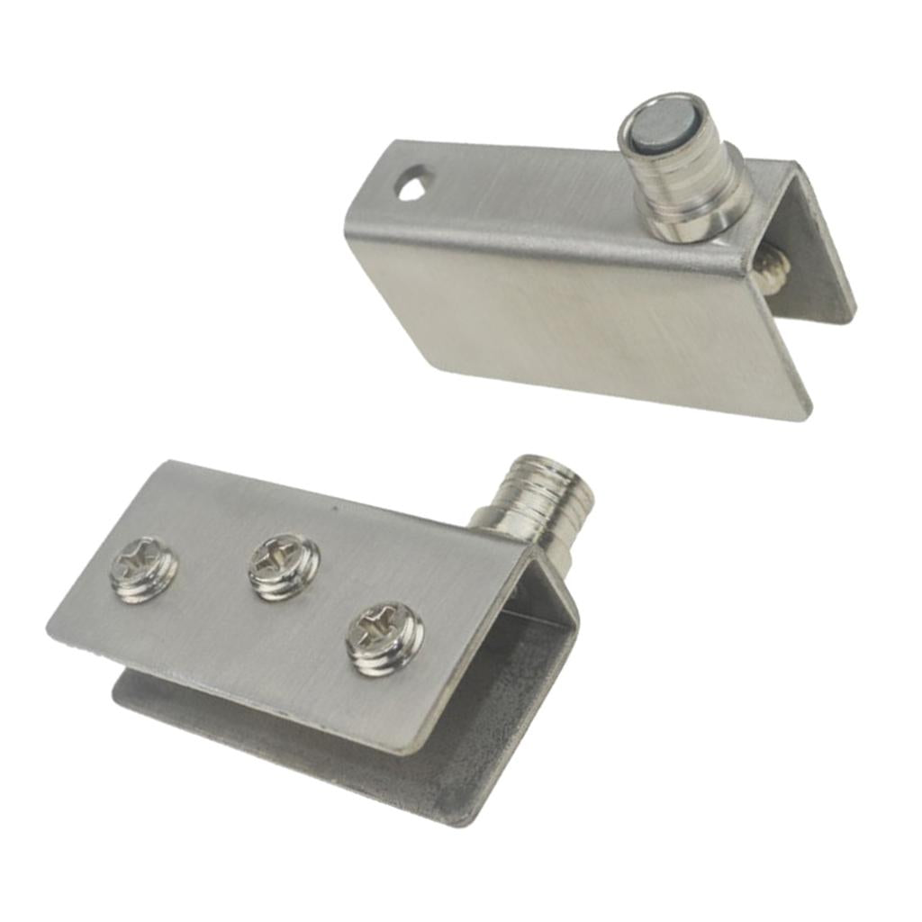 4x2PCS Stainless Steel Door Glass Pivot Clamps Cabinet Door Hinge M