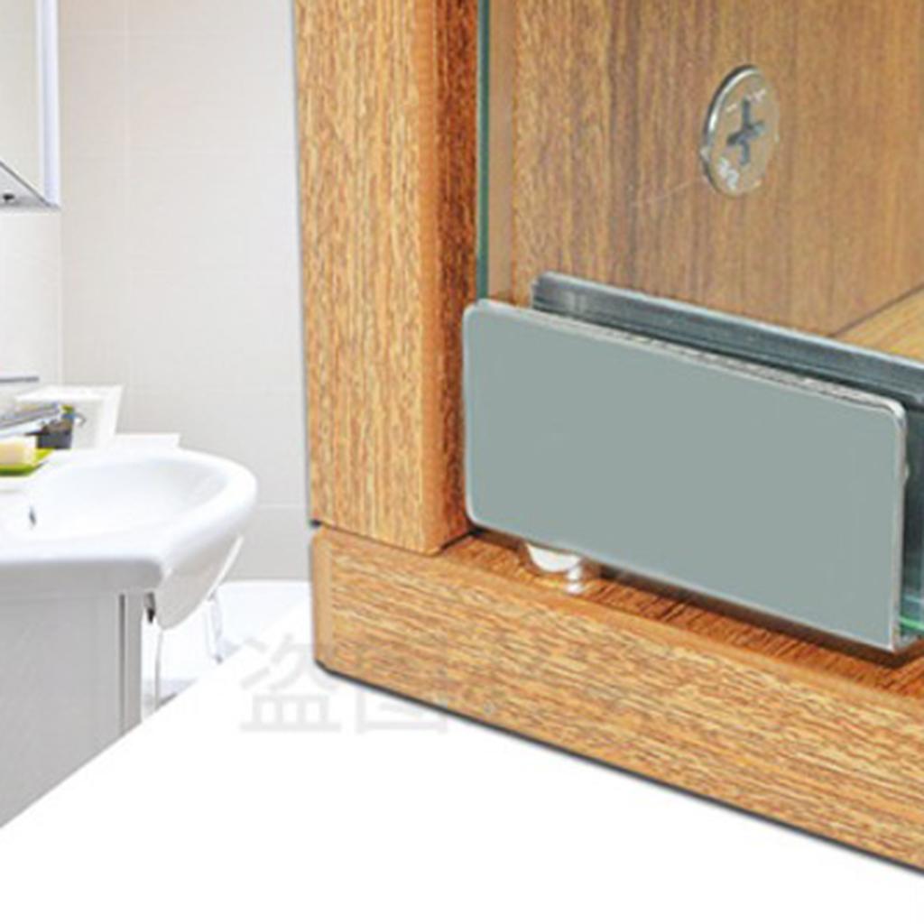 4x2PCS Stainless Steel Door Glass Pivot Clamps Cabinet Door Hinge M