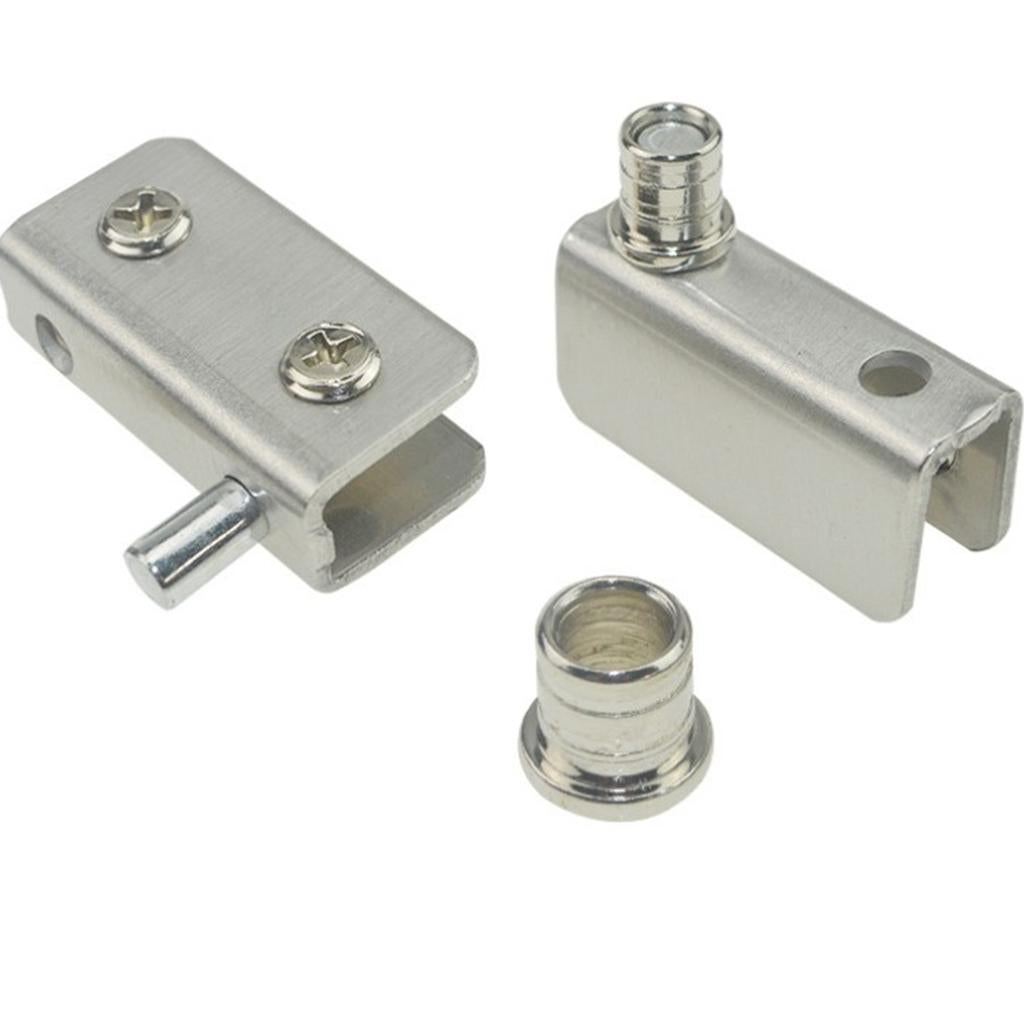 4x2PCS Stainless Steel Door Glass Pivot Clamps Cabinet Door Hinge M