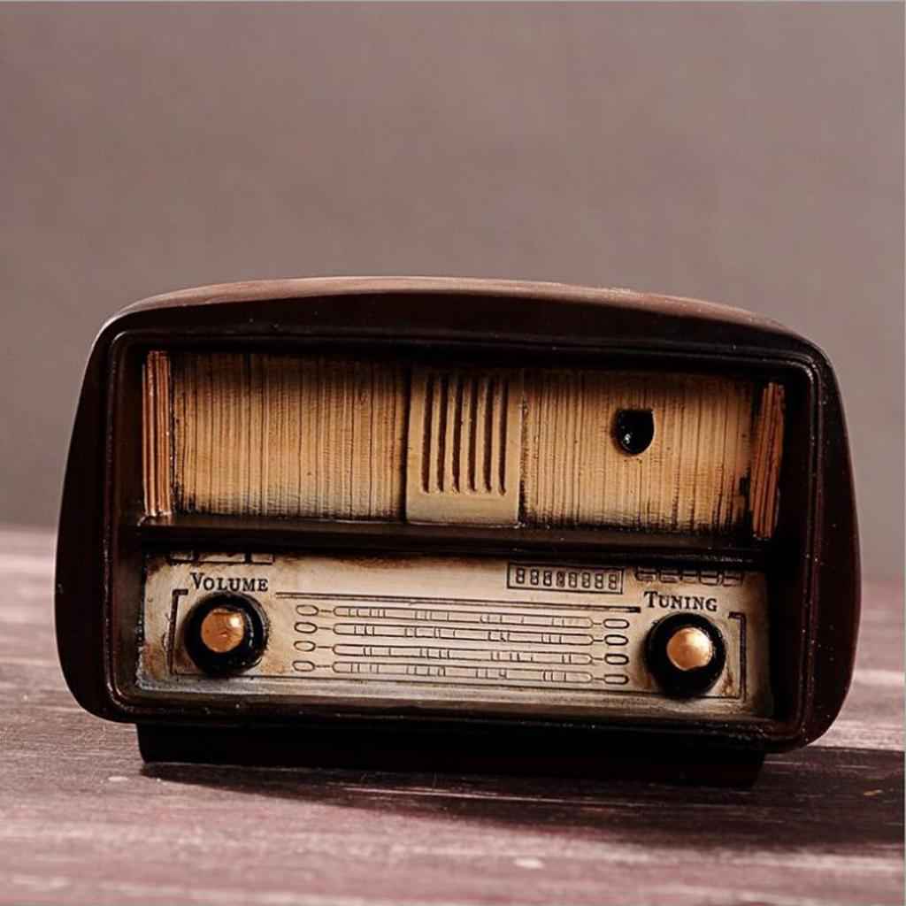 Vintage Style Resin Radio Crafts for Living Room Office Gallery Brown