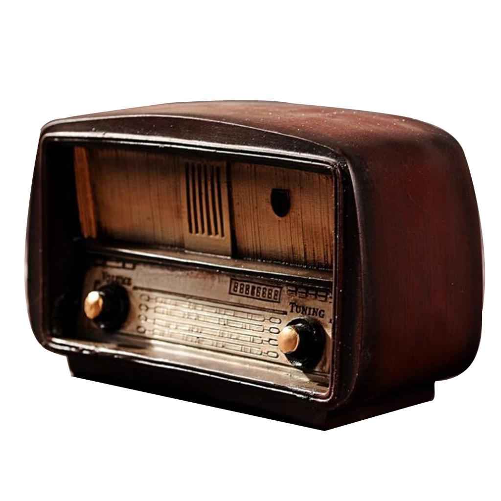 Vintage Style Resin Radio Crafts for Living Room Office Gallery Brown