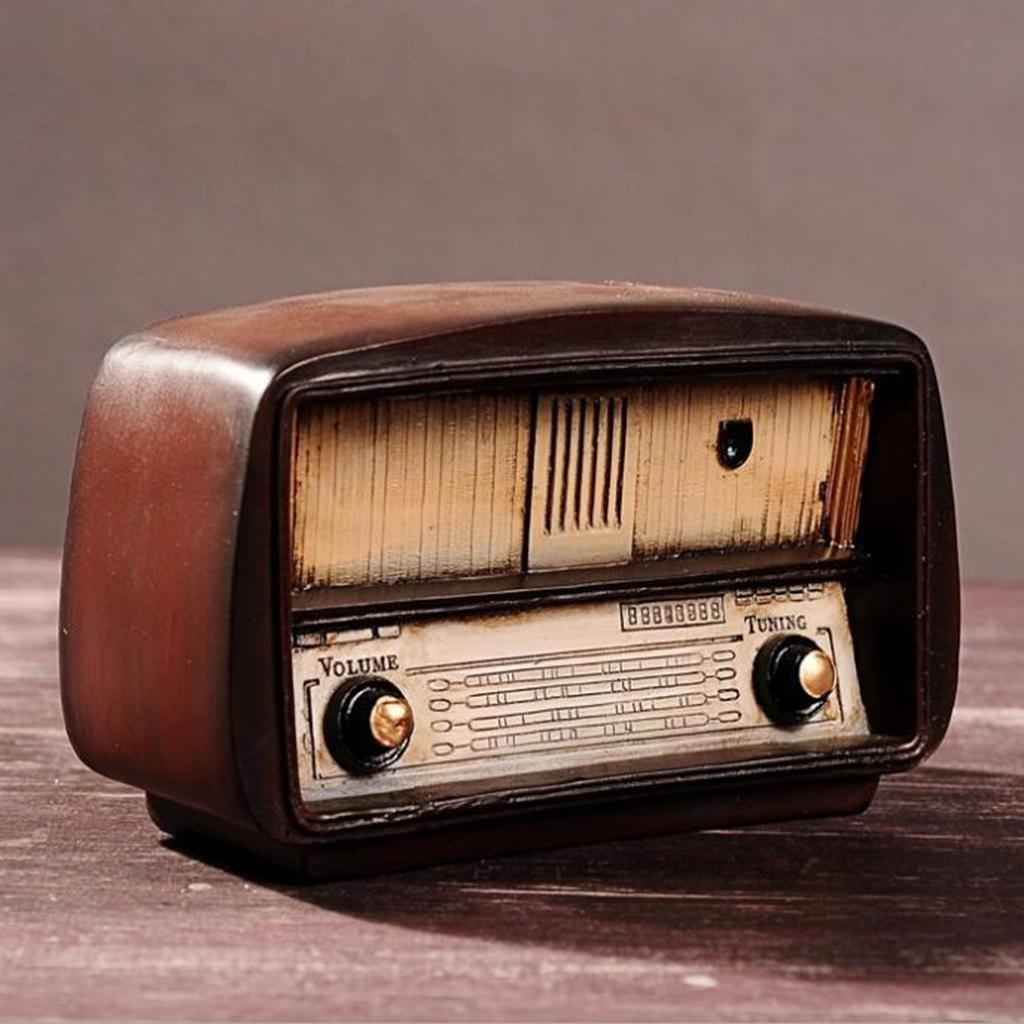 Vintage Style Resin Radio Crafts for Living Room Office Gallery Brown