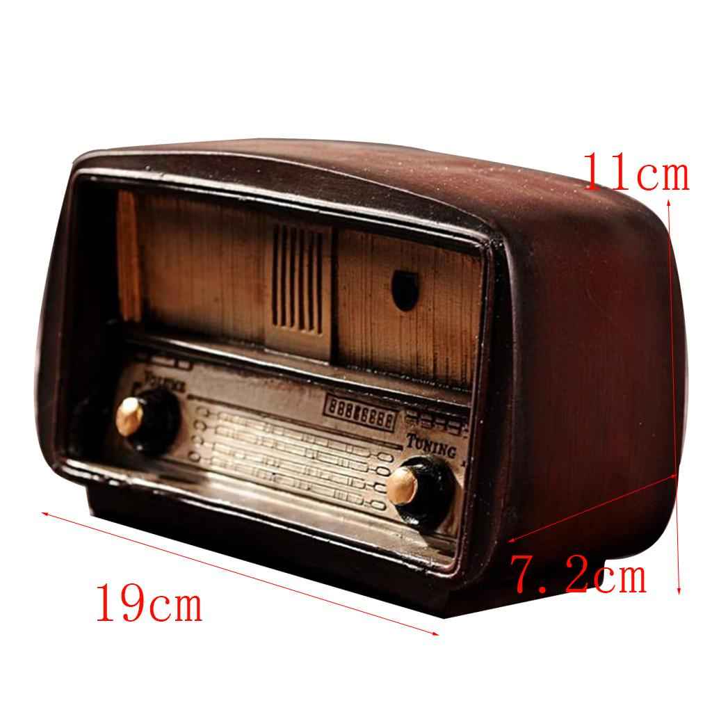 Vintage Style Resin Radio Crafts for Living Room Office Gallery Brown