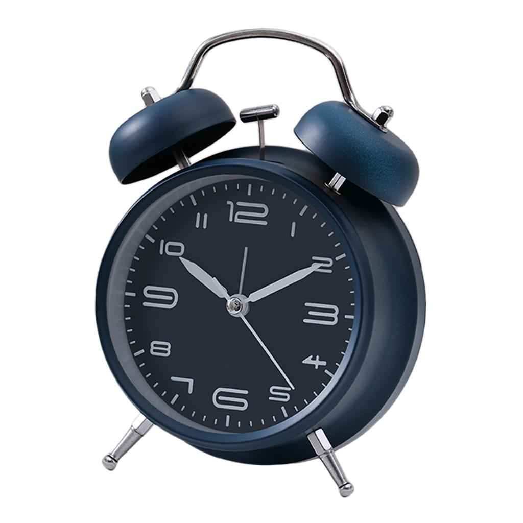 Creative Metal Alarm Clock Wind Up Mechanical Alarm Bell Dark Blue