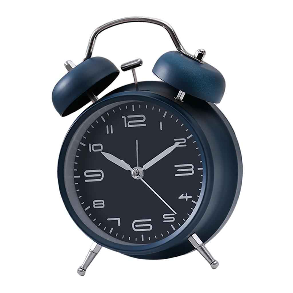 Creative Metal Alarm Clock Wind Up Mechanical Alarm Bell Dark Blue