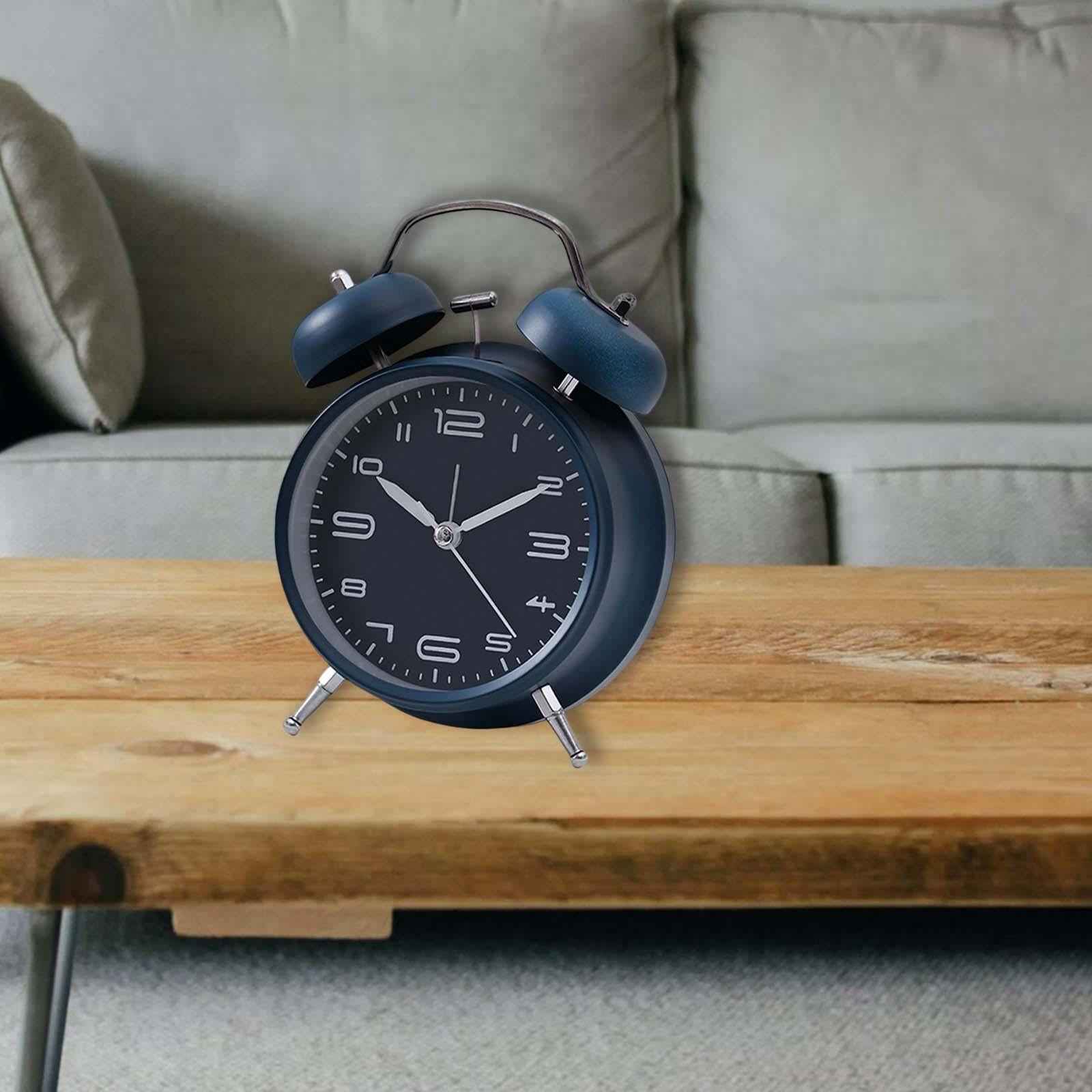 Creative Metal Alarm Clock Wind Up Mechanical Alarm Bell Dark Blue