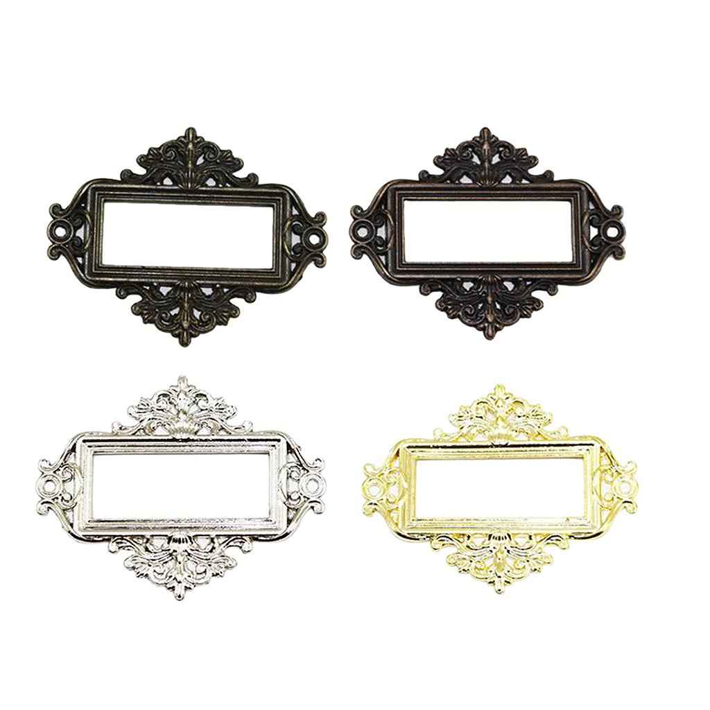 4x Home Cabinet Drawer Frame Label Tag File Name Card Holder Silver
