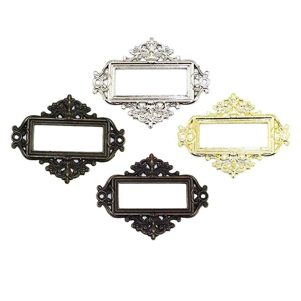4x Home Cabinet Drawer Frame Label Tag File Name Card Holder Silver