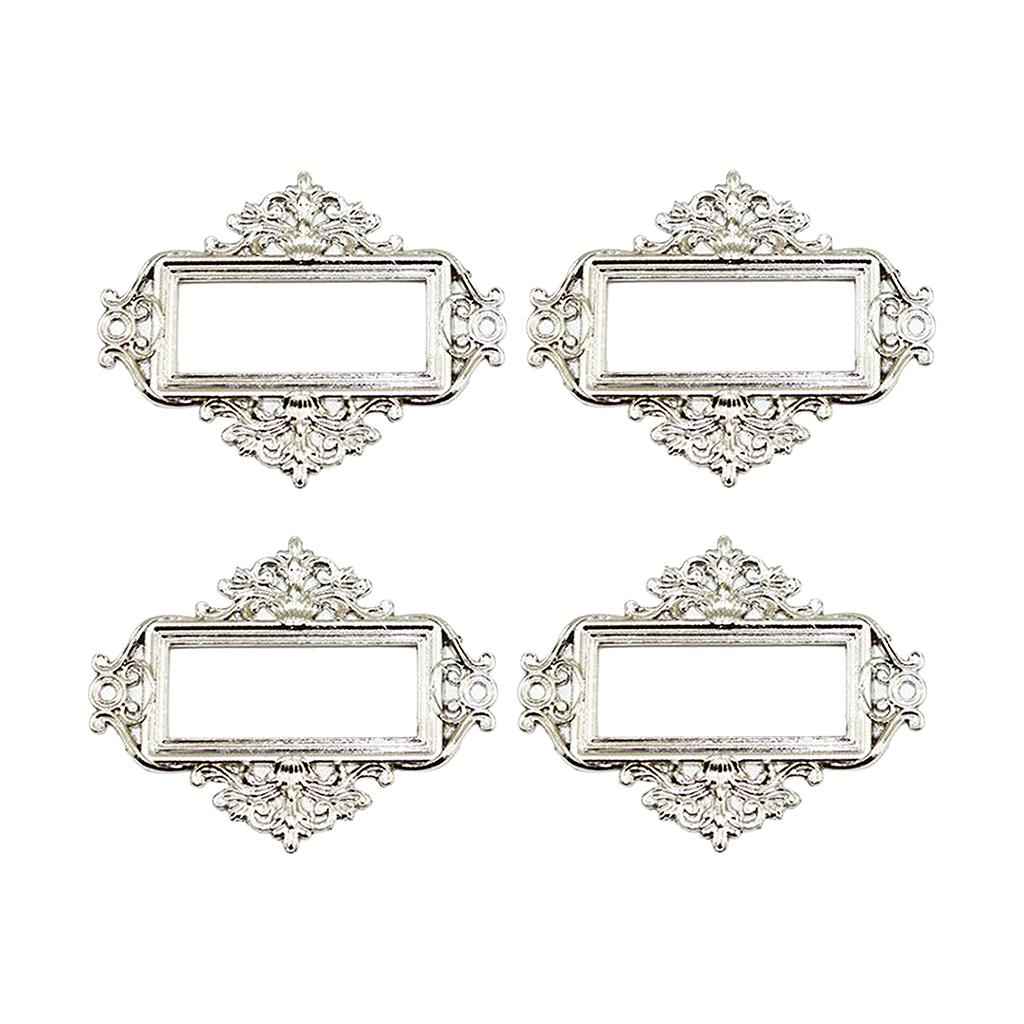 4x Home Cabinet Drawer Frame Label Tag File Name Card Holder Silver